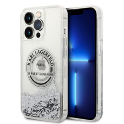 Husa Karl Lagerfeld iPhone 14 Pro Max Hardcase Liquid Glitter, RSG, argintiu, KLHCP14XLCRSGRS