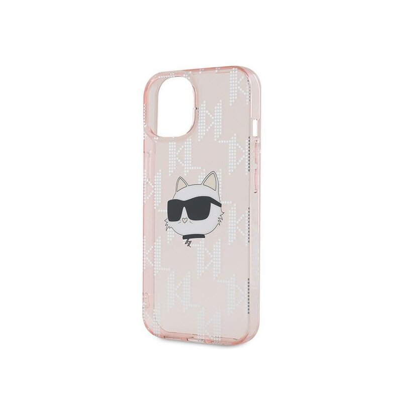 Husa iPhone 14 Karl Lagerfeld IML Luxury, Choupette Head&Monogram, roz, KLHCP14SHKLPCHP