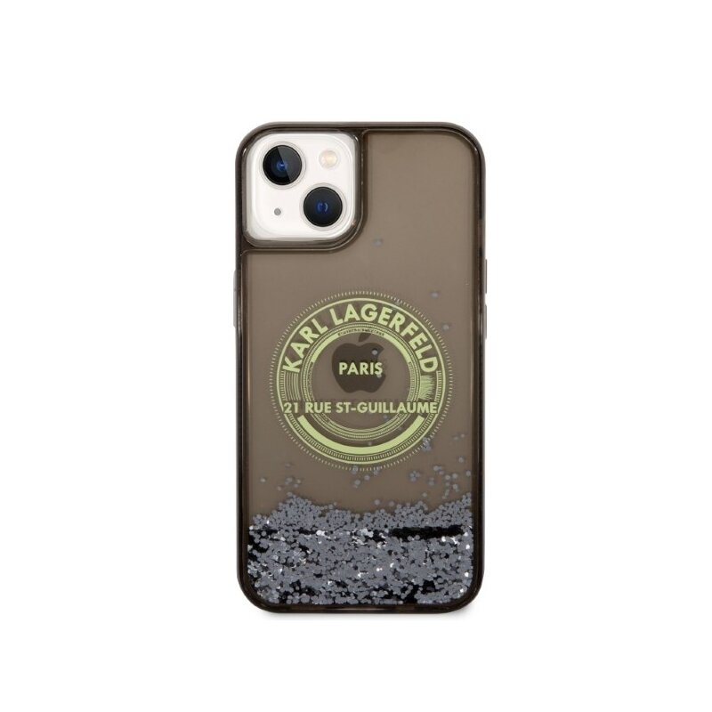 Husa Karl Lagerfeld iPhone 14 Hardcase Liquid Glitter, RSG, negru, KLHCP14SLCRSGRK