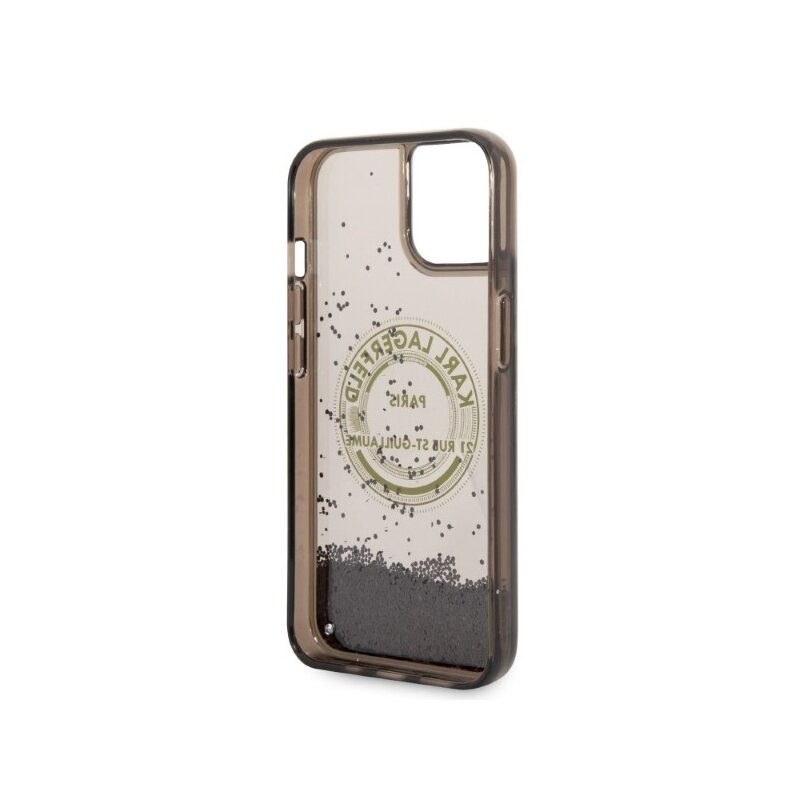 Husa Karl Lagerfeld iPhone 14 Hardcase Liquid Glitter, RSG, negru, KLHCP14SLCRSGRK