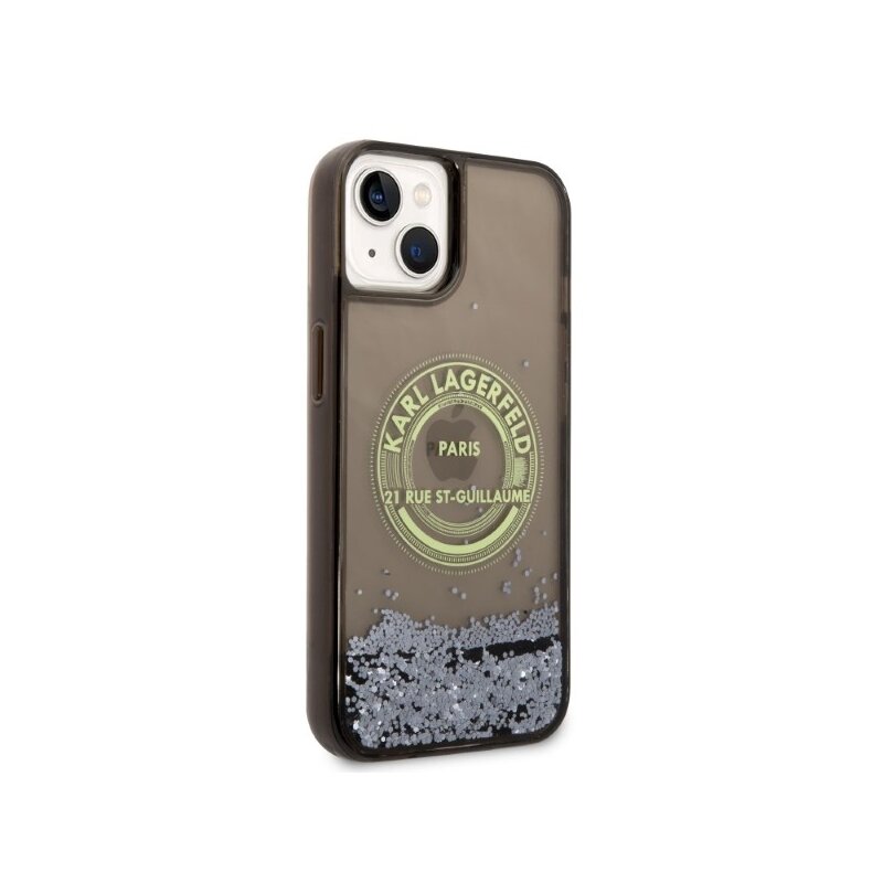 Husa Karl Lagerfeld iPhone 14 Hardcase Liquid Glitter, RSG, negru, KLHCP14SLCRSGRK