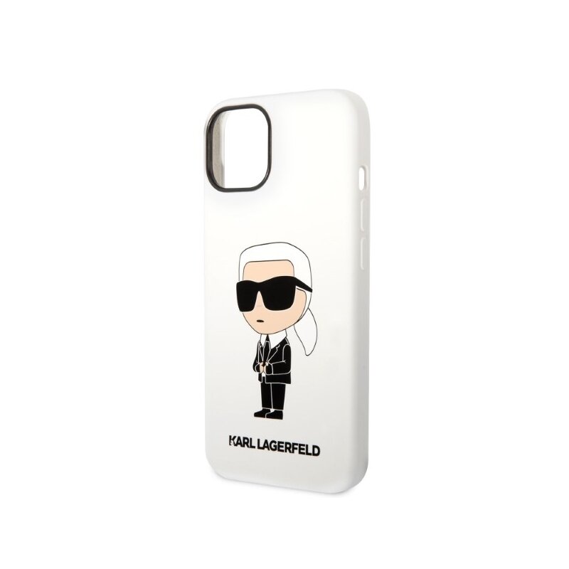 Husa Karl Lagerfeld iPhone 15 Silicone, Ikonik, alb, KLHCP14SSNIKBCH