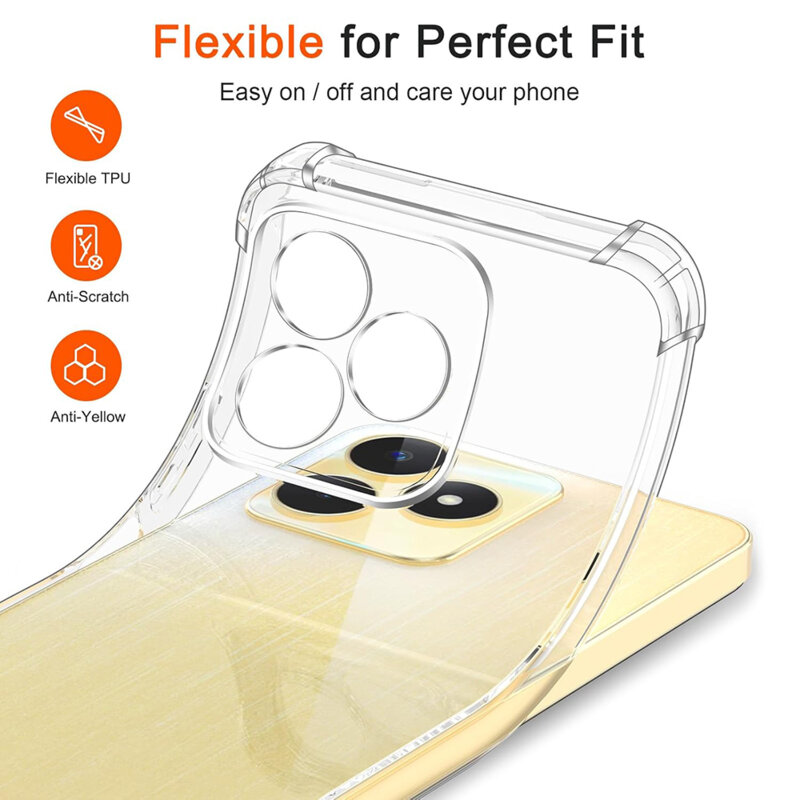 Husa Realme C63 Techsuit Shockproof Clear Silicone, transparenta