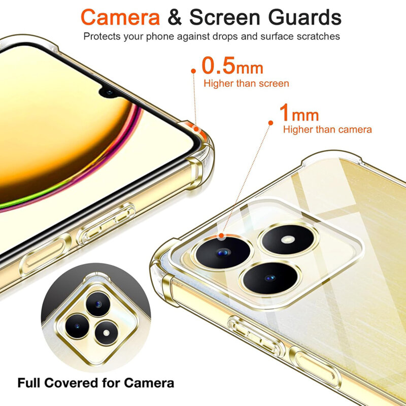 Husa Realme C63 Techsuit Shockproof Clear Silicone, transparenta
