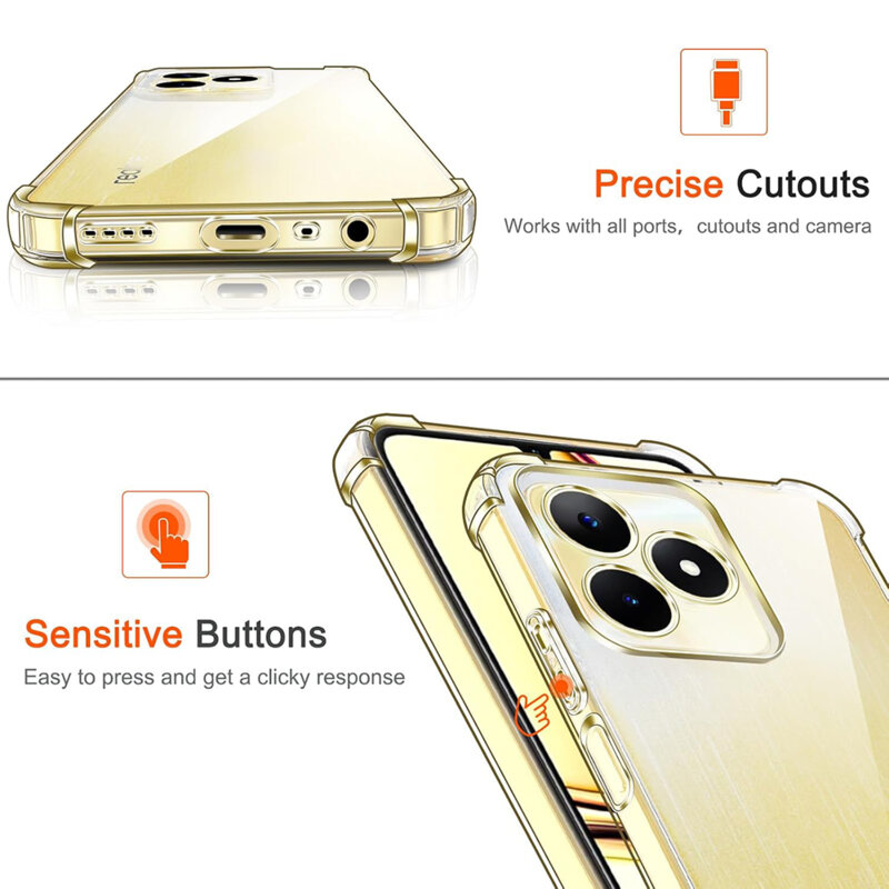 Husa Realme C61 Techsuit Shockproof Clear Silicone, transparenta