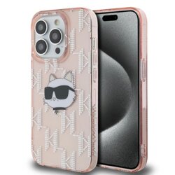 Husa iPhone 14 Pro Max Karl Lagerfeld IML Luxury, Choupette Head&Monogram, roz, KLHCP14XHKLPCHP