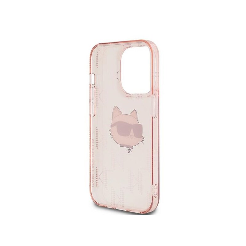 Husa iPhone 14 Pro Max Karl Lagerfeld IML Luxury, Choupette Head&Monogram, roz, KLHCP14XHKLPCHP