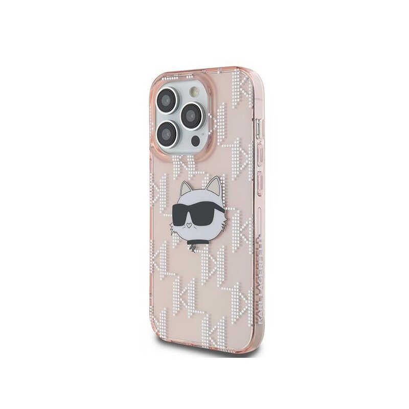 Husa iPhone 14 Pro Max Karl Lagerfeld IML Luxury, Choupette Head&Monogram, roz, KLHCP14XHKLPCHP