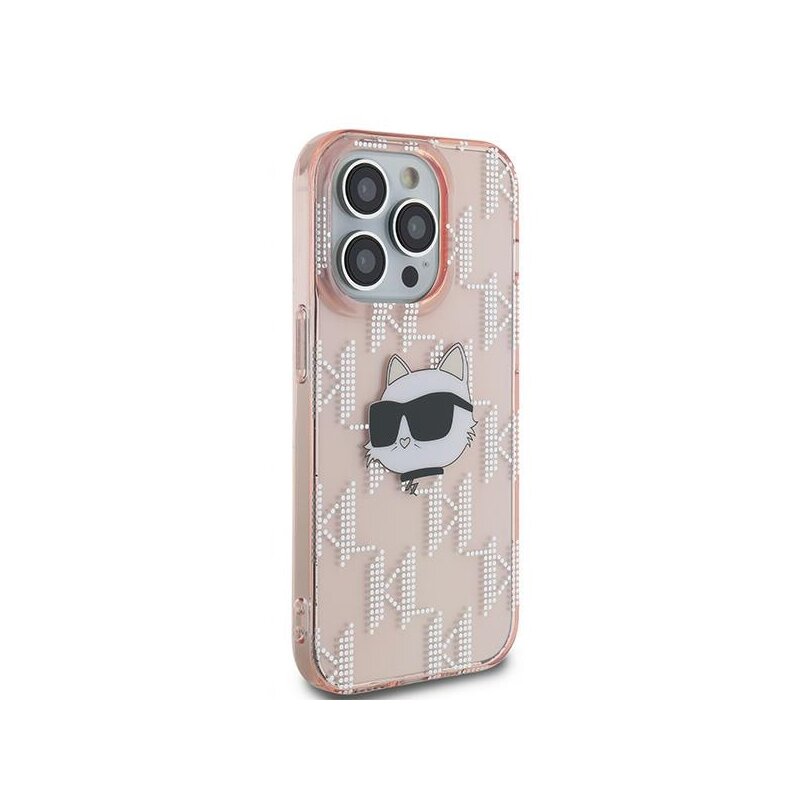 Husa iPhone 14 Pro Max Karl Lagerfeld IML Luxury, Choupette Head&Monogram, roz, KLHCP14XHKLPCHP