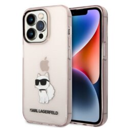 Husa iPhone 14 Pro Max Karl Lagerfeld Hardcase, Ikonik Choupette, roz, KLHCP14XHNCHTCP