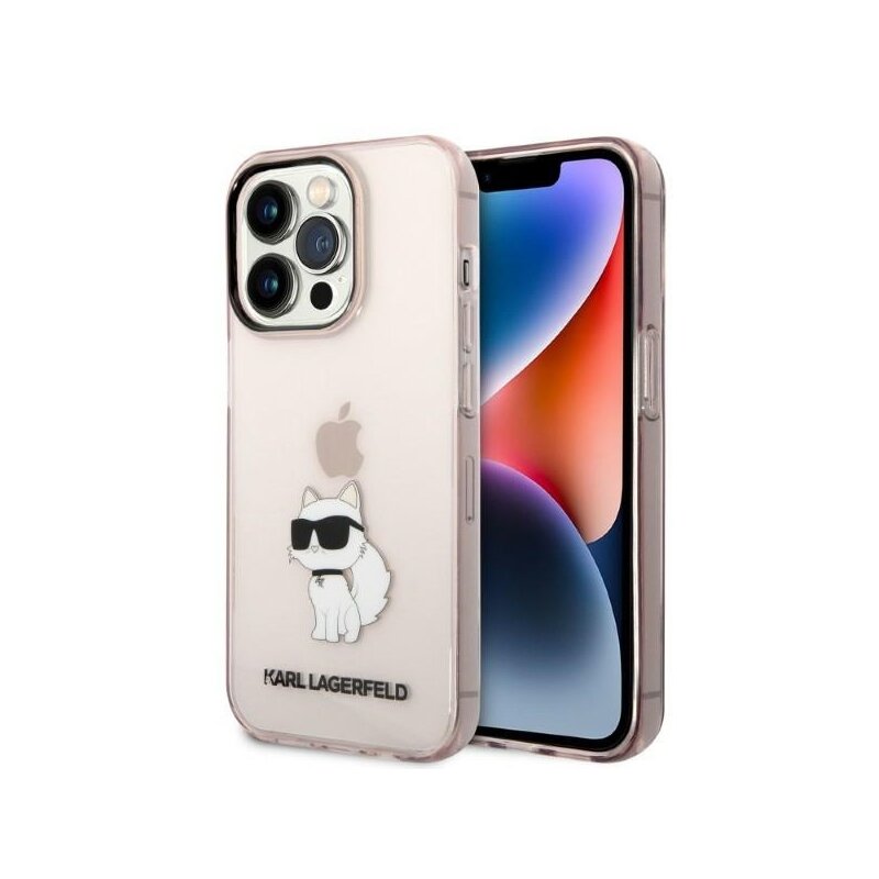 Husa iPhone 14 Pro Max Karl Lagerfeld Hardcase, Ikonik Choupette, roz, KLHCP14XHNCHTCP