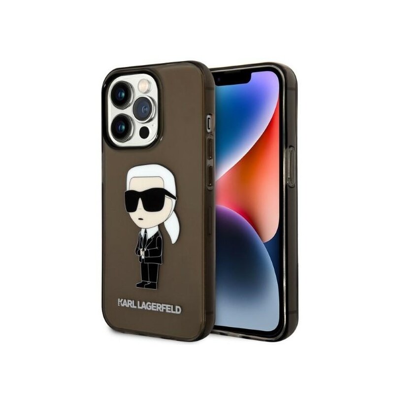 Husa iPhone 14 Pro Max Karl Lagerfeld Hardcase, Ikonik Karl Lagerfeld, negru, KLHCP14XHNIKTCK