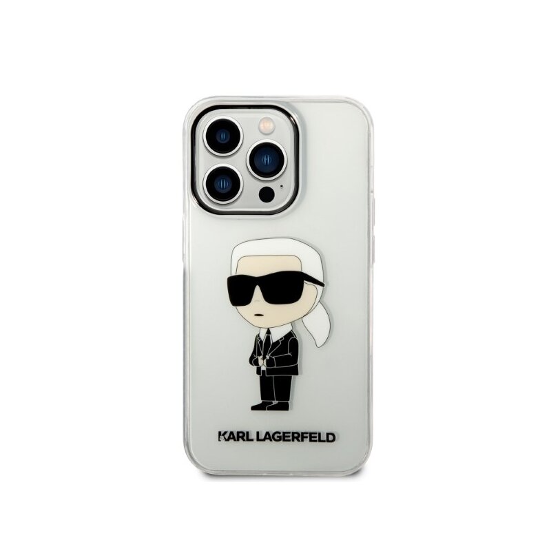 Husa iPhone 14 Pro Max Karl Lagerfeld Hardcase Transparent, Ikonik Karl Lagerfeld, KLHCP14XHNIKTCT