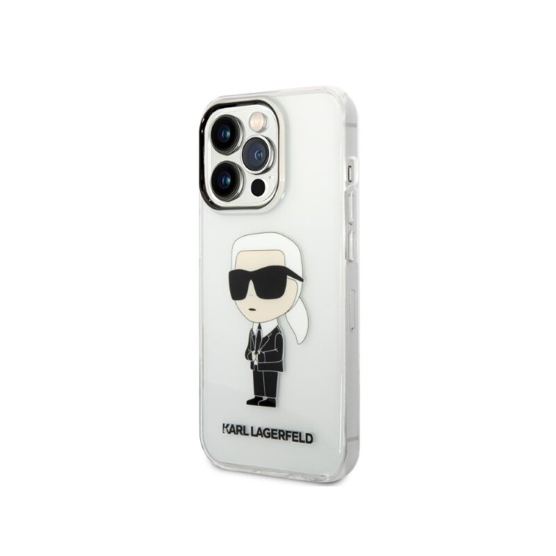 Husa iPhone 14 Pro Max Karl Lagerfeld Hardcase Transparent, Ikonik Karl Lagerfeld, KLHCP14XHNIKTCT