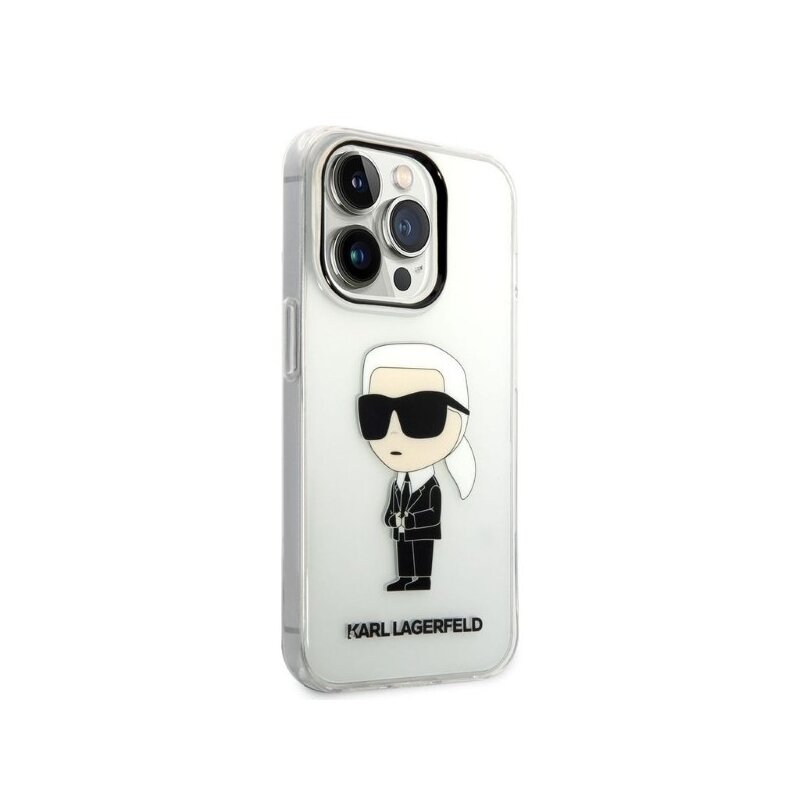 Husa iPhone 14 Pro Max Karl Lagerfeld Hardcase Transparent, Ikonik Karl Lagerfeld, KLHCP14XHNIKTCT