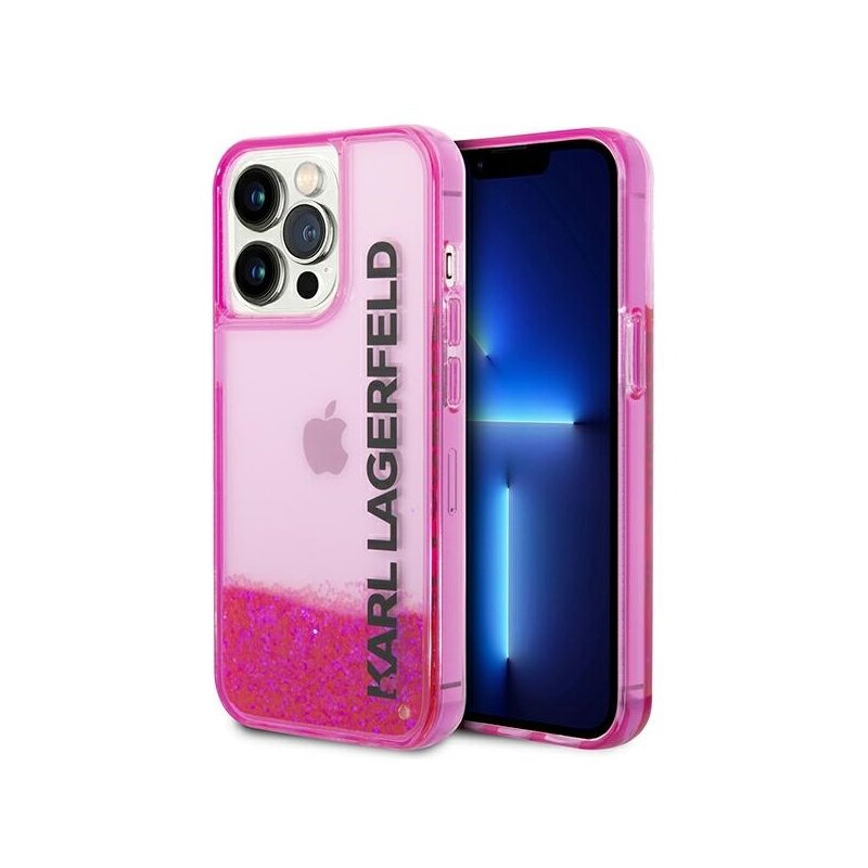 Husa Karl Lagerfeld iPhone 14 Pro Max Hardcase Liquid Glitter, Elong, roz, KLHCP14XLCKVF