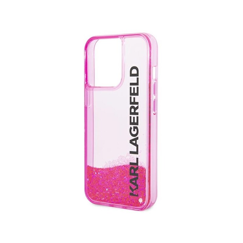 Husa Karl Lagerfeld iPhone 14 Pro Max Hardcase Liquid Glitter, Elong, roz, KLHCP14XLCKVF