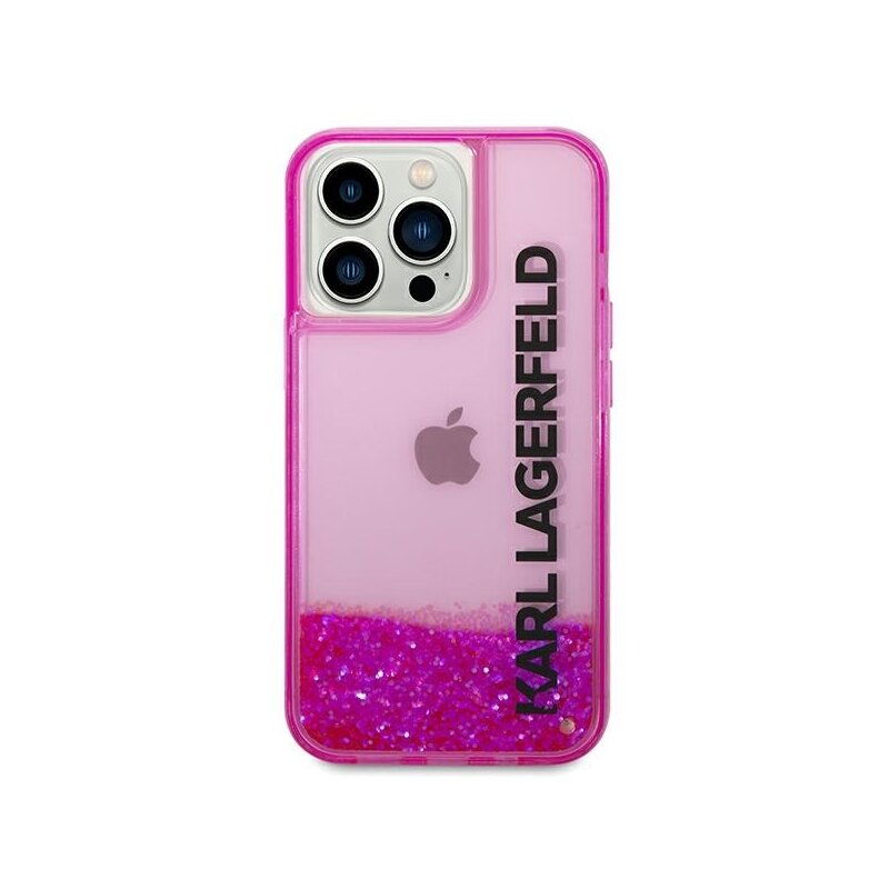 Husa Karl Lagerfeld iPhone 14 Pro Max Hardcase Liquid Glitter, Elong, roz, KLHCP14XLCKVF