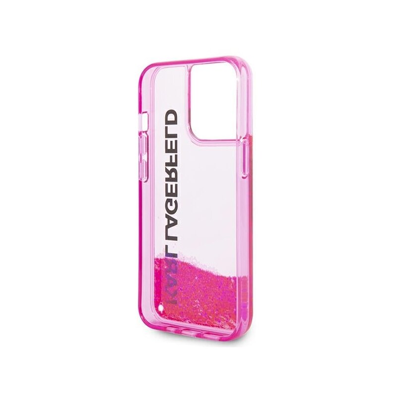 Husa Karl Lagerfeld iPhone 14 Pro Max Hardcase Liquid Glitter, Elong, roz, KLHCP14XLCKVF