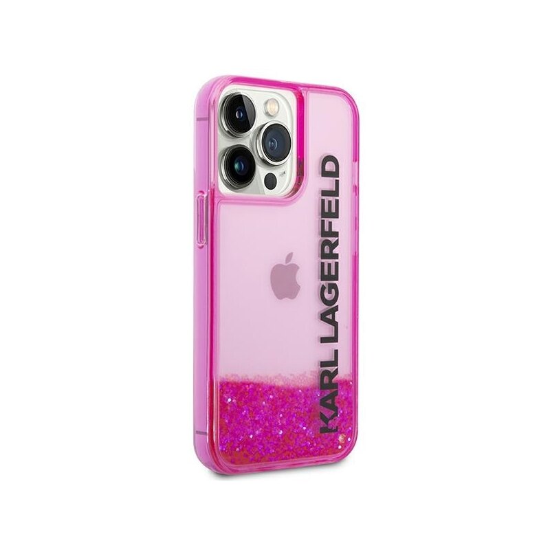 Husa Karl Lagerfeld iPhone 14 Pro Max Hardcase Liquid Glitter, Elong, roz, KLHCP14XLCKVF