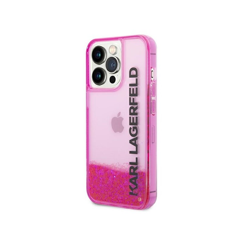 Husa Karl Lagerfeld iPhone 14 Pro Max Hardcase Liquid Glitter, Elong, roz, KLHCP14XLCKVF