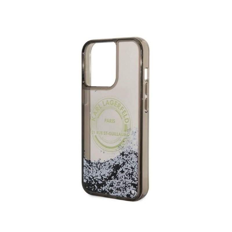 Husa Karl Lagerfeld iPhone 14 Pro Max Hardcase Liquid Glitter, RSG, negru, KLHCP14XLCRSGRK