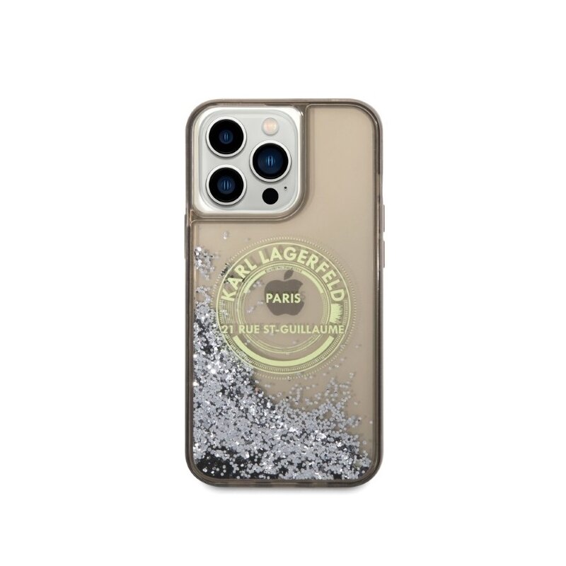 Husa Karl Lagerfeld iPhone 14 Pro Max Hardcase Liquid Glitter, RSG, negru, KLHCP14XLCRSGRK