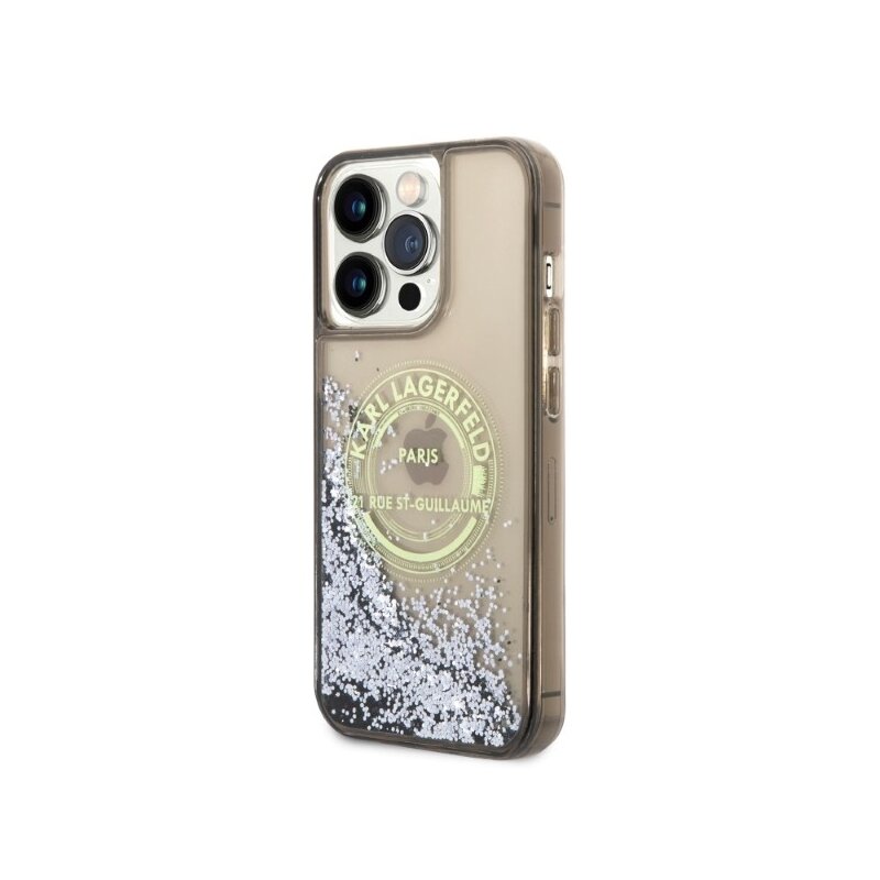 Husa Karl Lagerfeld iPhone 14 Pro Max Hardcase Liquid Glitter, RSG, negru, KLHCP14XLCRSGRK