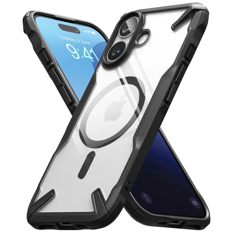 Husa iPhone 16 Ringke Fusion X MagSafe, negru