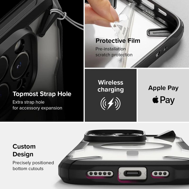 Husa iPhone 16 Ringke Fusion X MagSafe, negru