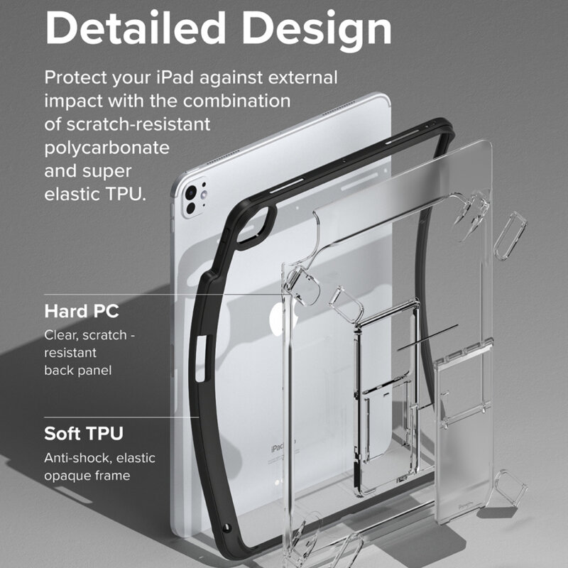 Husa iPad Pro 13 (2024) Ringke Fusion Sketch Stand, negru