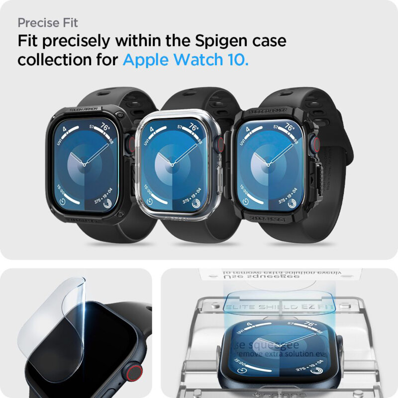 [Pachet 2x] Folie Apple Watch 10 46mm Spigen Elite Shield EZ Fit (2 pack), transparenta