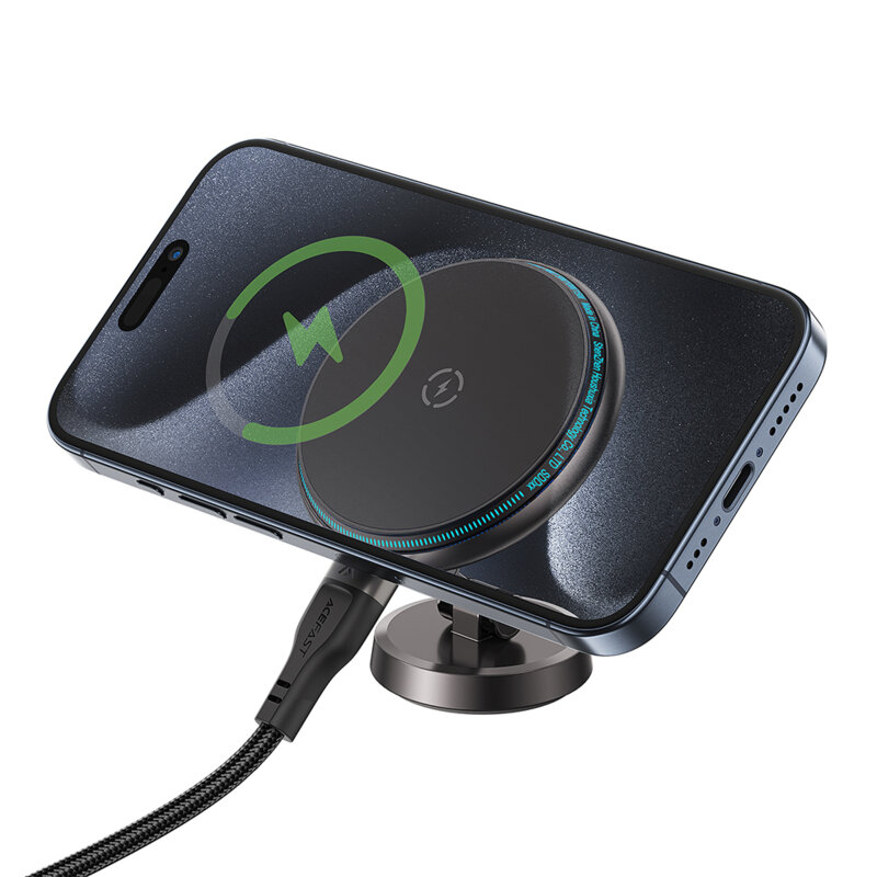 Suport auto wireless charging Acefast D30, rotire 360°, negru