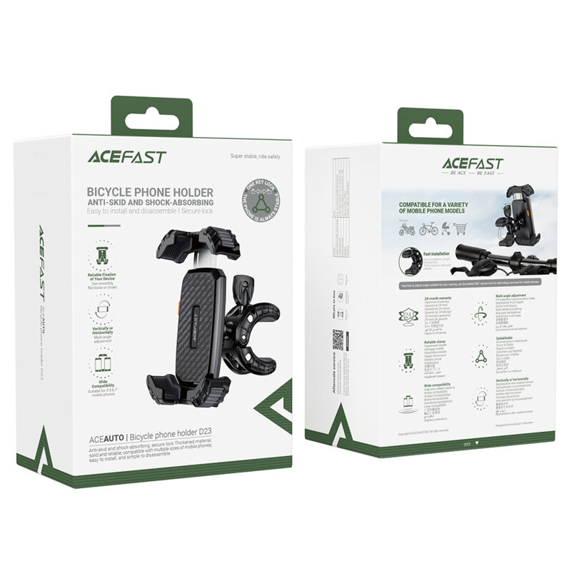 Suport telefon pentru bicicleta Acefast D23, 4.5-6.7'', negru