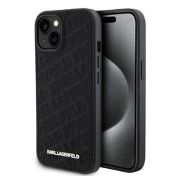 Husa iPhone 15 Karl Lagerfeld Diagonal Quilted K Pattern, negru, KLHCP15SPQKPMK
