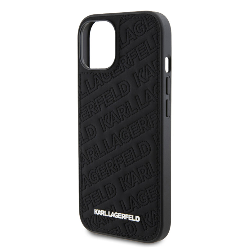 Husa iPhone 15 Karl Lagerfeld Diagonal Quilted K Pattern, negru, KLHCP15SPQKPMK