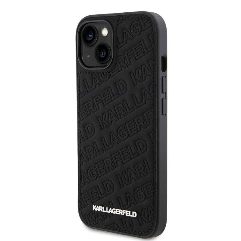 Husa iPhone 15 Karl Lagerfeld Diagonal Quilted K Pattern, negru, KLHCP15SPQKPMK
