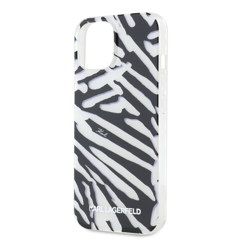 Husa iPhone 15 Karl Lagerfeld IML Luxury, Zebra Pattern&Cord, negru, KLHCP15SHZBPKCCK
