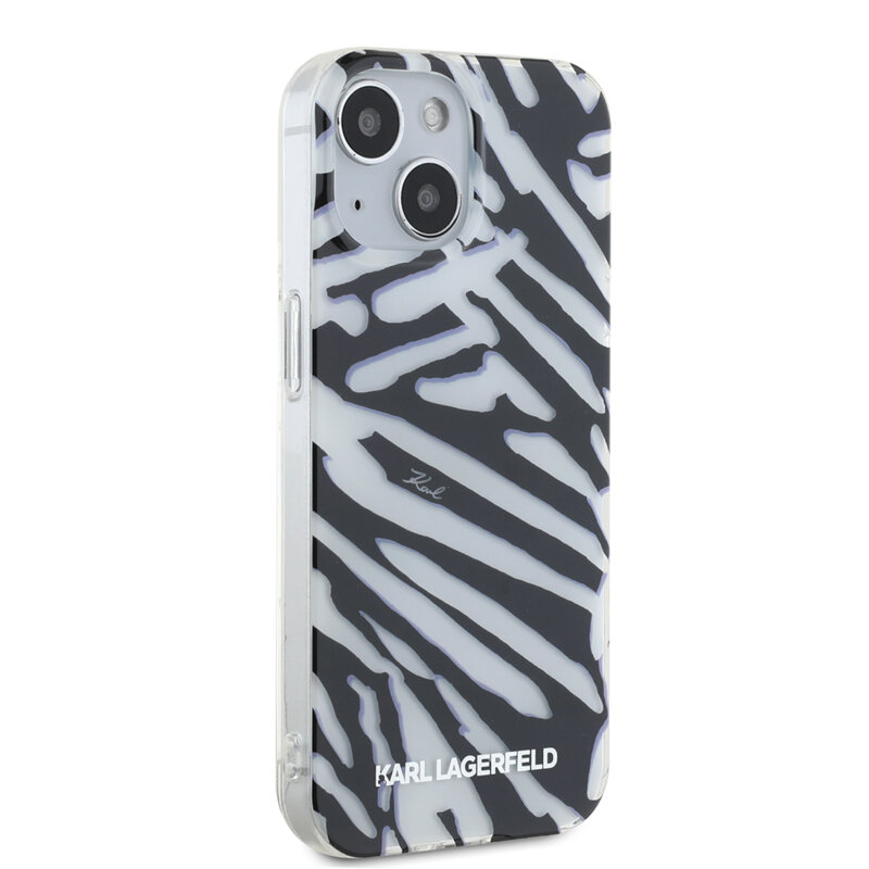 Husa iPhone 15 Karl Lagerfeld IML Luxury, Zebra Pattern&Cord, negru, KLHCP15SHZBPKCCK