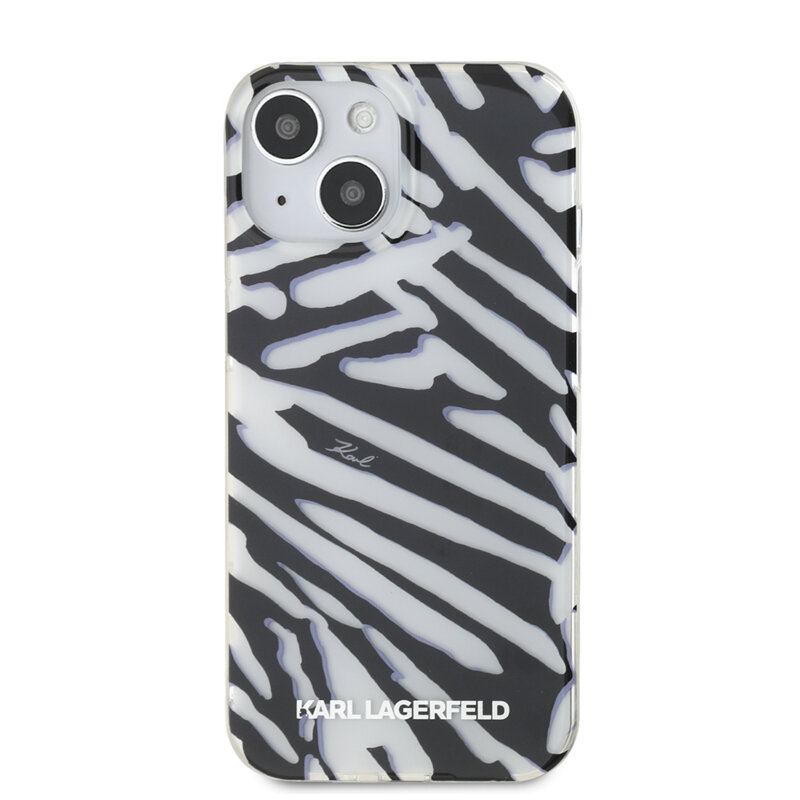 Husa iPhone 15 Karl Lagerfeld IML Luxury, Zebra Pattern&Cord, negru, KLHCP15SHZBPKCCK