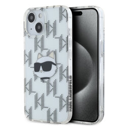 Husa iPhone 15 Karl Lagerfeld IML Luxury, Choupette Head&Monogram, transparent, KLHCP15SHKLPCHT