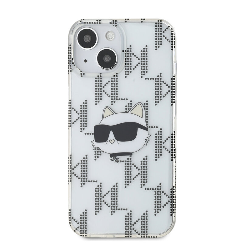 Husa iPhone 15 Karl Lagerfeld IML Luxury, Choupette Head&Monogram, transparent, KLHCP15SHKLPCHT