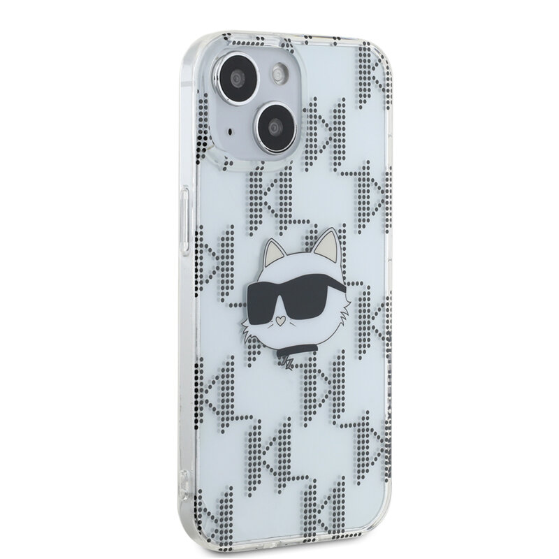 Husa iPhone 15 Karl Lagerfeld IML Luxury, Choupette Head&Monogram, transparent, KLHCP15SHKLPCHT