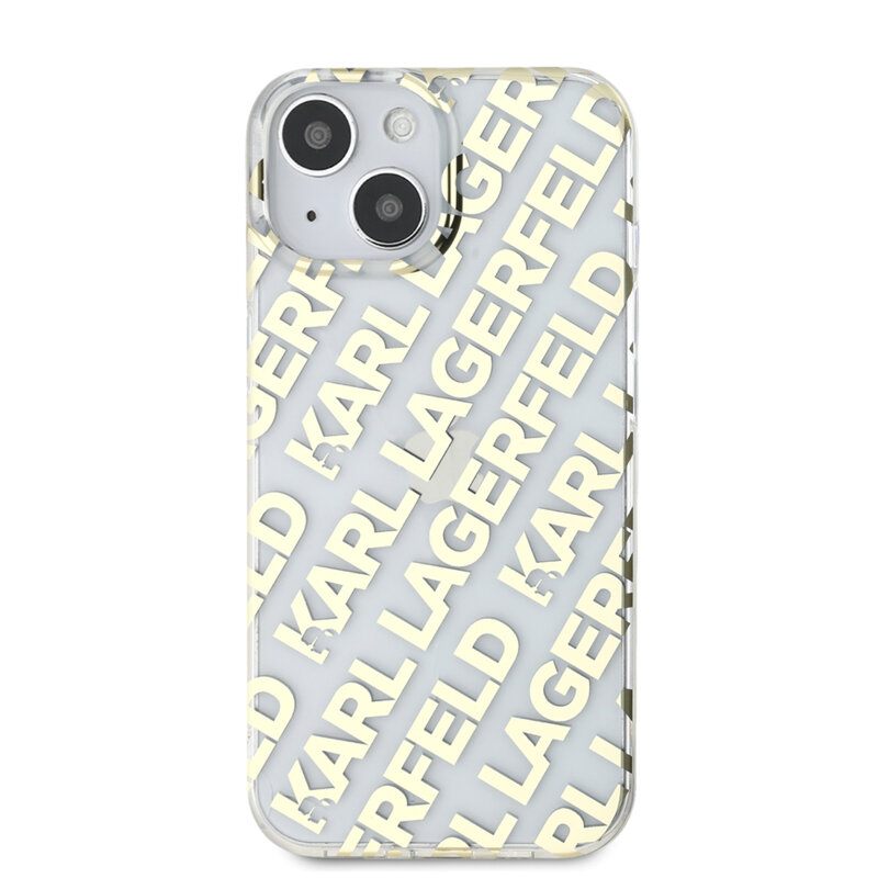 Husa iPhone 15 Karl Lagerfeld IML Luxury, Fullover Logo, auriu, KLHCP15SHKFOEMD
