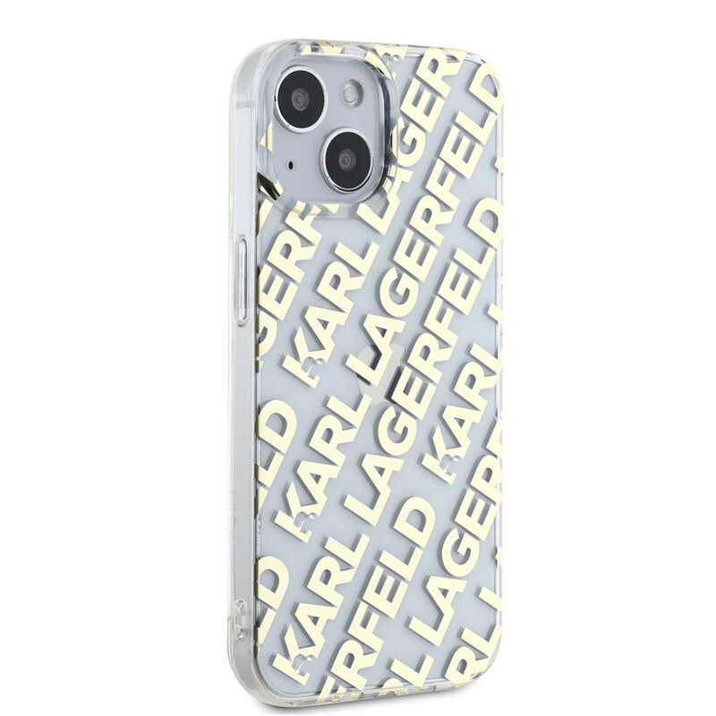 Husa iPhone 15 Karl Lagerfeld IML Luxury, Fullover Logo, auriu, KLHCP15SHKFOEMD