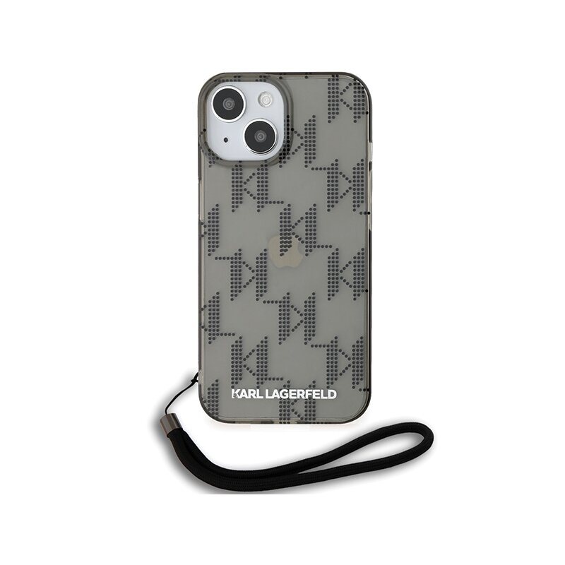 Husa iPhone 15 Karl Lagerfeld IML Luxury, Mono KL Pattern&Cord, negru, KLHCP15SHKDPNSK