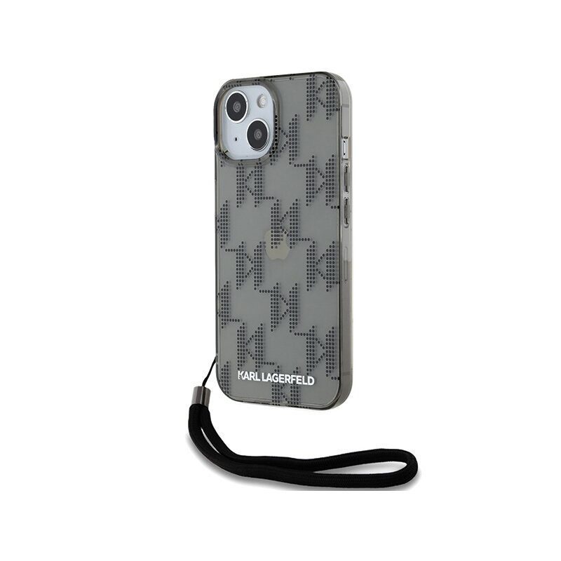 Husa iPhone 15 Karl Lagerfeld IML Luxury, Mono KL Pattern&Cord, negru, KLHCP15SHKDPNSK