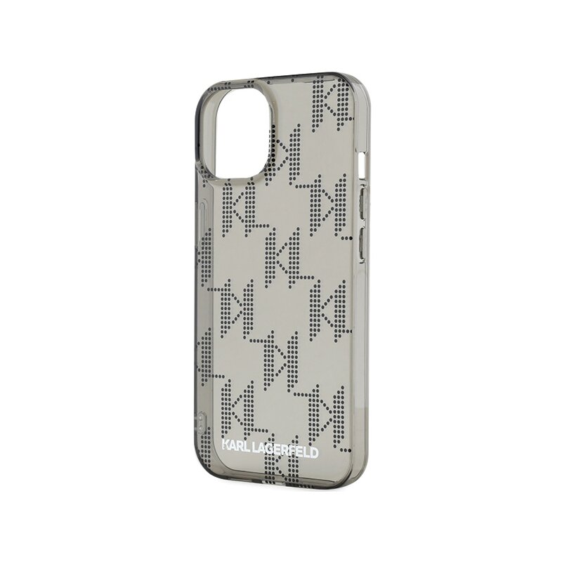 Husa iPhone 15 Karl Lagerfeld IML Luxury, Mono KL Pattern&Cord, negru, KLHCP15SHKDPNSK