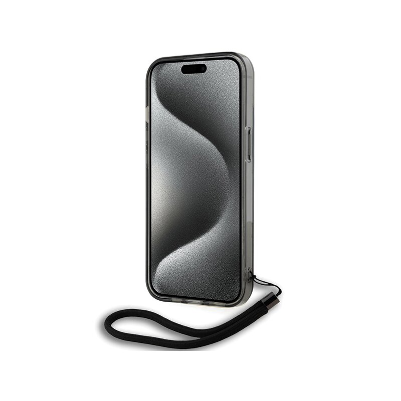 Husa iPhone 15 Karl Lagerfeld IML Luxury, Mono KL Pattern&Cord, negru, KLHCP15SHKDPNSK