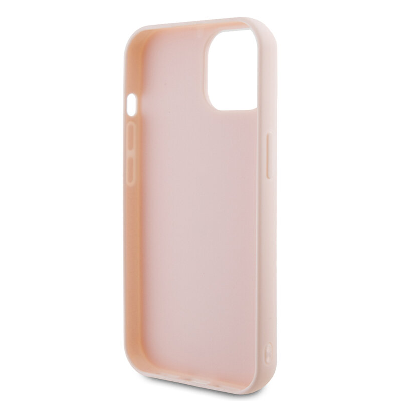 Husa originala iPhone 15 Karl Lagerfeld 3D Design, Rubber Glitter Logo, roz, KLHCP15S3DMBKCP